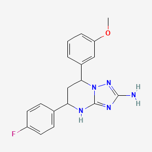 molecular formula C18H18FN5O B1228132 5-(4-Fluorophenyl)-7-(3-methoxyphenyl)-1,5,6,7-tetrahydro-[1,2,4]triazolo[1,5-a]pyrimidin-2-amine 