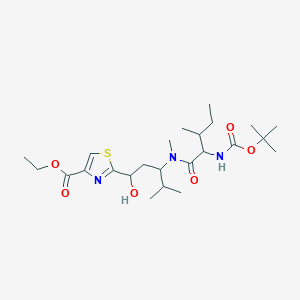 molecular formula C24H41N3O6S B12281358 Ethyl 2-[1-hydroxy-4-methyl-3-[methyl-[3-methyl-2-[(2-methylpropan-2-yl)oxycarbonylamino]pentanoyl]amino]pentyl]-1,3-thiazole-4-carboxylate 