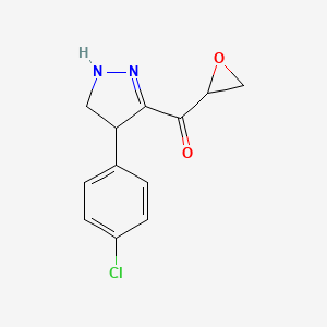 molecular formula C12H11ClN2O2 B1228138 [4-(4-chlorophenyl)-4,5-dihydro-1H-pyrazol-3-yl]-(2-oxiranyl)methanone 