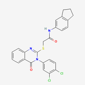 molecular formula C25H19Cl2N3O2S B1228140 2-[[3-(3,4-dichlorophenyl)-4-oxo-2-quinazolinyl]thio]-N-(2,3-dihydro-1H-inden-5-yl)acetamide 
