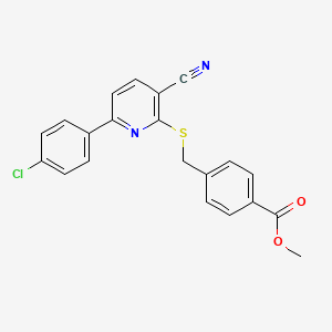 molecular formula C21H15ClN2O2S B12281401 Methyl 4-({[6-(4-chlorophenyl)-3-cyanopyridin-2-yl]sulfanyl}methyl)benzoate 