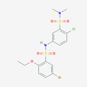 molecular formula C16H18BrClN2O5S2 B1228142 5-[(5-bromo-2-ethoxyphenyl)sulfonylamino]-2-chloro-N,N-dimethylbenzenesulfonamide 