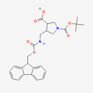 (3R,4S)-4-[(9H-Fluoren-9-ylmethoxycarbonylamino)methyl]-1-[(2-methylpropan-2-yl)oxycarbonyl]pyrrolidine-3-carboxylic acid