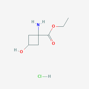 molecular formula C7H14ClNO3 B12281466 Ethyl 1-amino-3-hydroxycyclobutane-1-carboxylate hydrochloride 