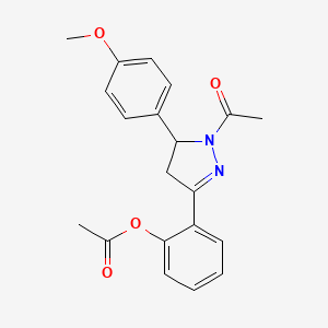 molecular formula C20H20N2O4 B1228147 Acetic acid [2-[2-acetyl-3-(4-methoxyphenyl)-3,4-dihydropyrazol-5-yl]phenyl] ester 