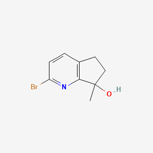 molecular formula C9H10BrNO B12281585 2-Bromo-7-methyl-6,7-dihydro-5H-cyclopenta[b]pyridin-7-ol 