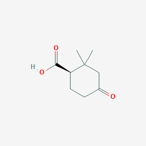 molecular formula C9H14O3 B12281887 Cyclohexanecarboxylic acid, 2,2-dimethyl-4-oxo-, (1R)- 