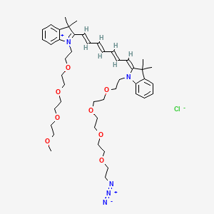 molecular formula C46H66ClN5O8 B12282008 (2Z)-1-[2-[2-[2-[2-(2-azidoethoxy)ethoxy]ethoxy]ethoxy]ethyl]-2-[(2E,4E,6E)-7-[1-[2-[2-[2-(2-methoxyethoxy)ethoxy]ethoxy]ethyl]-3,3-dimethylindol-1-ium-2-yl]hepta-2,4,6-trienylidene]-3,3-dimethylindole;chloride 