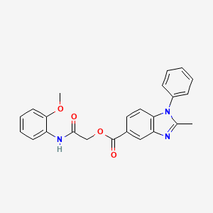 molecular formula C24H21N3O4 B1228211 2-Methyl-1-phenyl-5-benzimidazolecarboxylic acid [2-(2-methoxyanilino)-2-oxoethyl] ester 