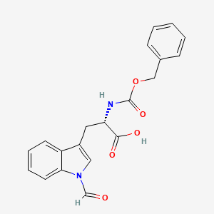 molecular formula C20H18N2O5 B12282253 L-Tryptophan, 1-formyl-N-[(phenylmethoxy)carbonyl]- CAS No. 70601-16-0