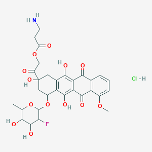 molecular formula C30H33ClFNO13 B12282274 [2-[4-(3-fluoro-4,5-dihydroxy-6-methyloxan-2-yl)oxy-2,5,12-trihydroxy-7-methoxy-6,11-dioxo-3,4-dihydro-1H-tetracen-2-yl]-2-oxoethyl] 3-aminopropanoate;hydrochloride 