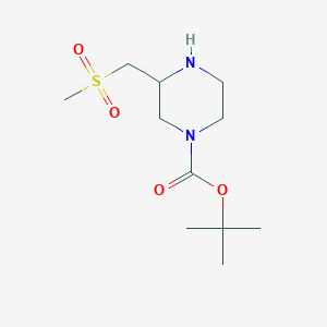 molecular formula C11H22N2O4S B12282292 1-Piperazinecarboxylic acid, 3-[(methylsulfonyl)methyl]-, 1,1-dimethylethyl ester CAS No. 2089381-14-4