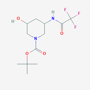 molecular formula C12H19F3N2O4 B12282321 (3R, 5S)-3-Hydroxy-5-(2,2,2-trifluoro-acetylamino)-piperidine-1-carboxylic acid tert-butyl ester 