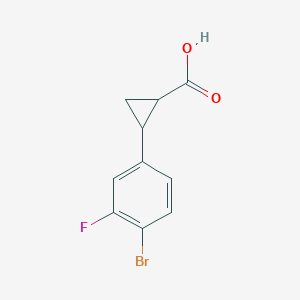 molecular formula C10H8BrFO2 B12282420 2-(4-Bromo-3-fluorophenyl)cyclopropanecarboxylic acid 