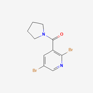 molecular formula C10H10Br2N2O B12282474 2,5-Dibromo-3-(pyrrolidinocarbonyl)pyridine 