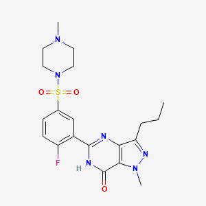 molecular formula C20H25FN6O3S B12282488 5-(2-fluoro-5-((4-methylpiperazin-1-yl)sulfonyl)phenyl)-1-methyl-3-propyl-1,6-dihydro-7H-pyrazolo[4,3-d]pyrimidin-7-one 