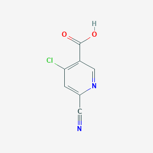 molecular formula C7H3ClN2O2 B12282668 4-Chloro-6-cyanonicotinic acid 