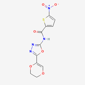 N-[5-(2,3-dihydro-1,4-dioxin-5-yl)-1,3,4-oxadiazol-2-yl]-5-nitro-2-thiophenecarboxamide