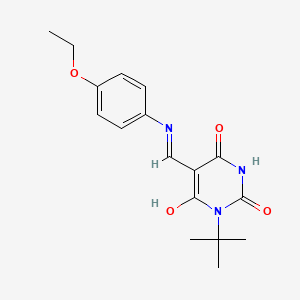 molecular formula C17H21N3O4 B1228291 1-叔丁基-5-[(4-乙氧基苯胺)亚甲基]-1,3-二氮杂环-2,4,6-三酮 