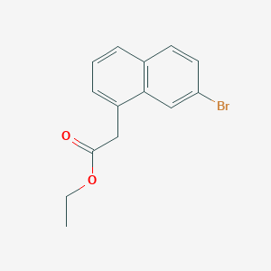 molecular formula C14H13BrO2 B12282921 Ethyl 7-bromo-1-naphthaleneacetate 