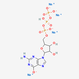 molecular formula C10H12N5Na4O14P3 B12283042 Tetrasodium;[[[5-(2-amino-6-oxidopurin-9-yl)-3,4-dihydroxyoxolan-2-yl]methoxy-oxidophosphoryl]oxy-hydroxyphosphoryl] phosphate 