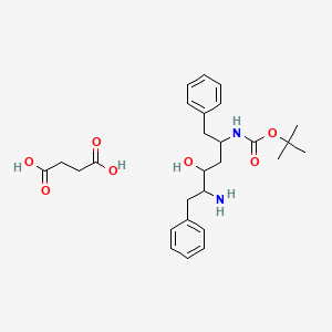 molecular formula C27H38N2O7 B12283073 tert-butyl N-[(1S,3S,4S)-4-amino-1-benzyl-3-hydroxy-5-phenyl-pentyl]carbamate; succinic acid 