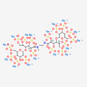 B1228318 Hexadecasodium;[2-[6-[methyl-[2-[methyl-[2,3,5,6-tetrasulfonatooxy-4-[3,4,5-trisulfonatooxy-6-(sulfonatooxymethyl)oxan-2-yl]oxyhexanoyl]amino]ethyl]amino]-6-oxo-1,2,4,5-tetrasulfonatooxyhexan-3-yl]oxy-3,5-disulfonatooxy-6-(sulfonatooxymethyl)oxan-4-yl] sulfate CAS No. 123072-56-0