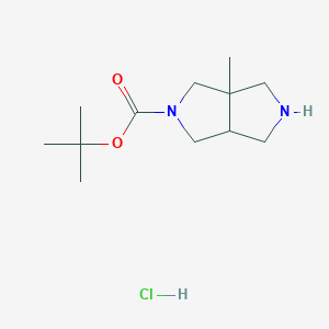 molecular formula C12H23ClN2O2 B12283344 Tert-butyl3a-methyl-1,2,3,4,6,6a-hexahydropyrrolo[3,4-c]pyrrole-5-carboxylatehydrochloride 