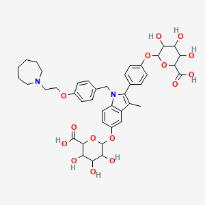 molecular formula C42H50N2O15 B12283359 Bazedoxifene bis-beta-D-glucuronide 