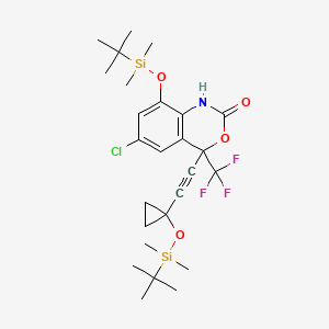 molecular formula C26H37ClF3NO4Si2 B12283424 8-[tert-butyl(dimethyl)silyl]oxy-4-[2-[1-[tert-butyl(dimethyl)silyl]oxycyclopropyl]ethynyl]-6-chloro-4-(trifluoromethyl)-1H-3,1-benzoxazin-2-one 