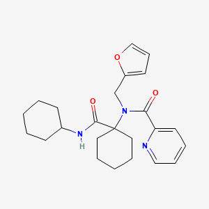 molecular formula C24H31N3O3 B1228345 N-[1-[(cyclohexylamino)-oxomethyl]cyclohexyl]-N-(2-furanylmethyl)-2-pyridinecarboxamide 