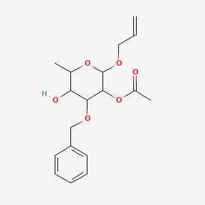 molecular formula C18H24O6 B12283477 (5-Hydroxy-6-methyl-4-phenylmethoxy-2-prop-2-enoxyoxan-3-yl) acetate 