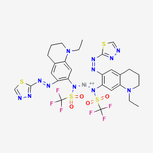 molecular formula C28H28F6N12NiO4S4 B12283580 Nickel, bis[N-[1-ethyl-1,2,3,4-tetrahydro-6-[(1,3,4-thiadiazol-2-yl-kN3)azo-kN1]-7-quinolinyl]-1,1,1-trifluoromethanesulfonamidato-kN]- CAS No. 868747-30-2