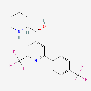 molecular formula C19H18F6N2O B1228360 (R)-alpha-(2-Piperidinyl)-2-(trifluoromethyl)-6-[4-(trifluoromethyl)phenyl]-4-pyridinemethanol 