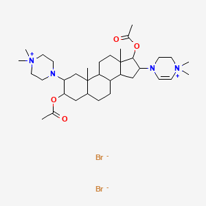 [17-acetyloxy-16-(4,4-dimethyl-2,3-dihydropyrazin-4-ium-1-yl)-2-(4,4-dimethylpiperazin-4-ium-1-yl)-10,13-dimethyl-2,3,4,5,6,7,8,9,11,12,14,15,16,17-tetradecahydro-1H-cyclopenta[a]phenanthren-3-yl] acetate;dibromide