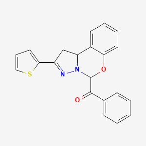 molecular formula C21H16N2O2S B1228364 phenyl-(2-thiophen-2-yl-5,10b-dihydro-1H-pyrazolo[1,5-c][1,3]benzoxazin-5-yl)methanone 