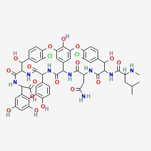 22-(2-Amino-2-oxoethyl)-5,15-dichloro-2,18,32,35,37,48-hexahydroxy-19-[[4-methyl-2-(methylamino)pentanoyl]amino]-20,23,26,42,44-pentaoxo-7,13-dioxa-21,24,27,41,43-pentazaoctacyclo[26.14.2.23,6.214,17.18,12.129,33.010,25.034,39]pentaconta-3,5,8(48),9,11,14,16,29(45),30,32,34(39),35,37,46,49-pentadecaene-40-carboxylic acid