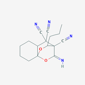 molecular formula C16H18N4O2 B1228371 2-imino-10-propyltetrahydro-8a,3-(epoxymethano)chromene-3,4,4(2H,4aH)-tricarbonitrile 