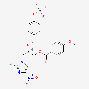 molecular formula C22H19ClF3N3O7 B12283844 (2S)-3-(2-Chloro-4-nitro-1H-imidazol-1-yl)-4-methoxybenzoicAcid2-[[4-(Trifluoromethoxy)phenyl]methoxy]propylEster 