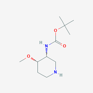 molecular formula C11H22N2O3 B12283890 tert-butyl N-[(3R,4S)-4-methoxypiperidin-3-yl]carbamate hemioxalate 