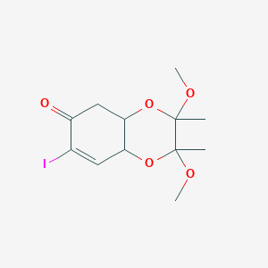 molecular formula C12H17IO5 B12283950 6-iodo-2,3-dimethoxy-2,3-dimethyl-8,8a-dihydro-4aH-1,4-benzodioxin-7-one 