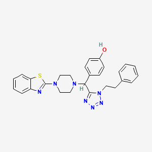 molecular formula C27H27N7OS B1228401 4-[[4-(1,3-Benzothiazol-2-yl)-1-piperazinyl]-[1-(2-phenylethyl)-5-tetrazolyl]methyl]phenol 