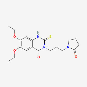 molecular formula C19H25N3O4S B1228403 6,7-diethoxy-3-[3-(2-oxo-1-pyrrolidinyl)propyl]-2-sulfanylidene-1H-quinazolin-4-one 