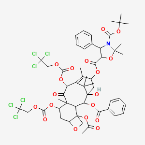 molecular formula C52H59Cl6NO18 B12284052 5-O-[4-acetyloxy-2-benzoyloxy-1-hydroxy-10,14,17,17-tetramethyl-11-oxo-9,12-bis(2,2,2-trichloroethoxycarbonyloxy)-6-oxatetracyclo[11.3.1.03,10.04,7]heptadec-13-en-15-yl] 3-O-tert-butyl 2,2-dimethyl-4-phenyl-1,3-oxazolidine-3,5-dicarboxylate 