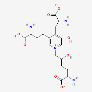 molecular formula C18H28N4O8 B12284091 2-Amino-6-[4-(2-amino-2-carboxyethyl)-3-(3-amino-3-carboxypropyl)-5-hydroxypyridin-1-ium-1-yl]-5-hydroxyhexanoate 