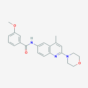 molecular formula C22H23N3O3 B1228413 3-methoxy-N-[4-methyl-2-(4-morpholinyl)-6-quinolinyl]benzamide 