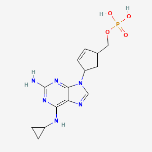 molecular formula C14H19N6O4P B12284201 2-Cyclopentene-1-methanol, 4-[2-amino-6-(cyclopropylamino)-9H-purin-9-yl]-, 1-(dihydrogen phosphate), (1S,4R)- 