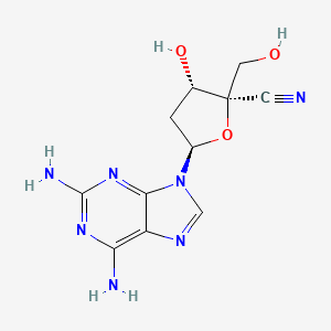 molecular formula C11H13N7O3 B1228422 (2R,3S,5R)-5-(2,6-diaminopurin-9-yl)-3-hydroxy-2-(hydroxymethyl)tetrahydrofuran-2-carbonitrile 