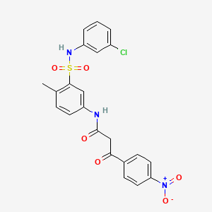 molecular formula C22H18ClN3O6S B1228437 N-[3-[(3-chlorophenyl)sulfamoyl]-4-methylphenyl]-3-(4-nitrophenyl)-3-oxopropanamide 