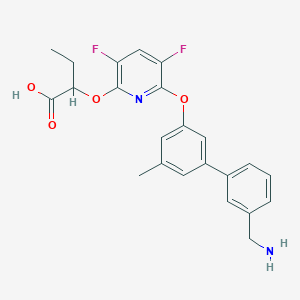 molecular formula C23H22F2N2O4 B12284435 2-[6-[3-[3-(Aminomethyl)phenyl]-5-methylphenoxy]-3,5-difluoropyridin-2-yl]oxybutanoic acid 